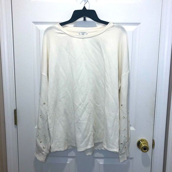 crown & ivy Sweaters - Crown & Ivy long sleeve sweater top with pearl and bead embellishments